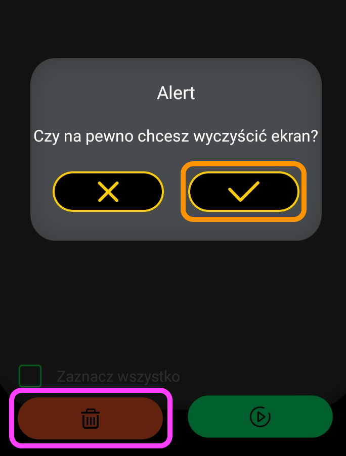 Czyszczenie programu w aplikacji iPixel Color